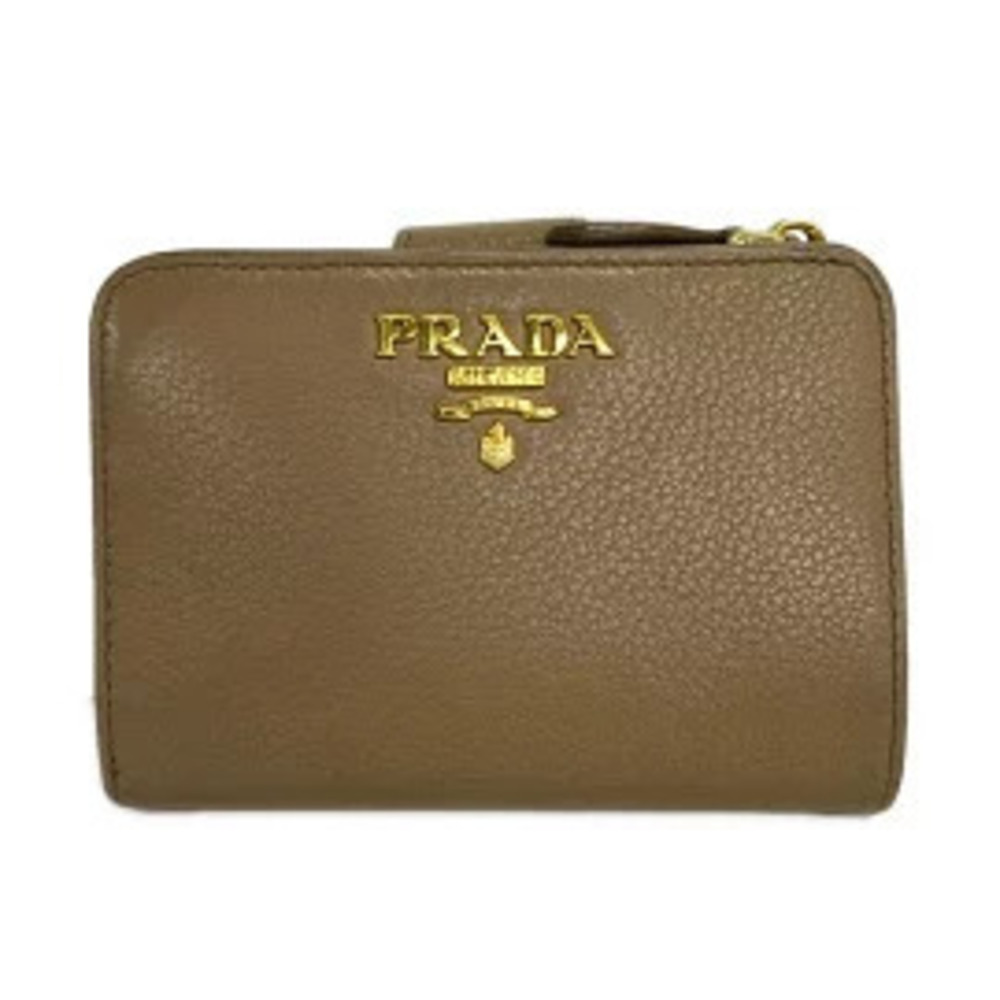 Prada bi fold wallet Beige Cream leather